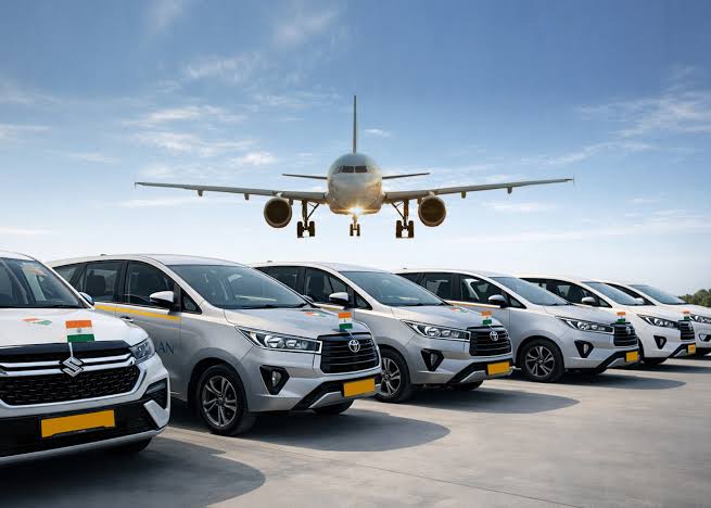 Chauffeur with car beside airport runway